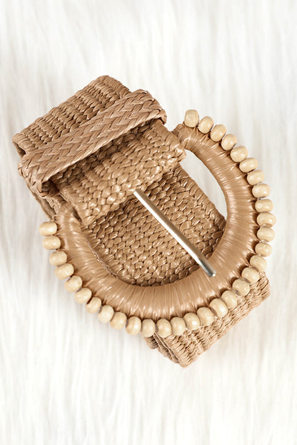 Threaded Pear Kylie Beaded Straw Woven Belt