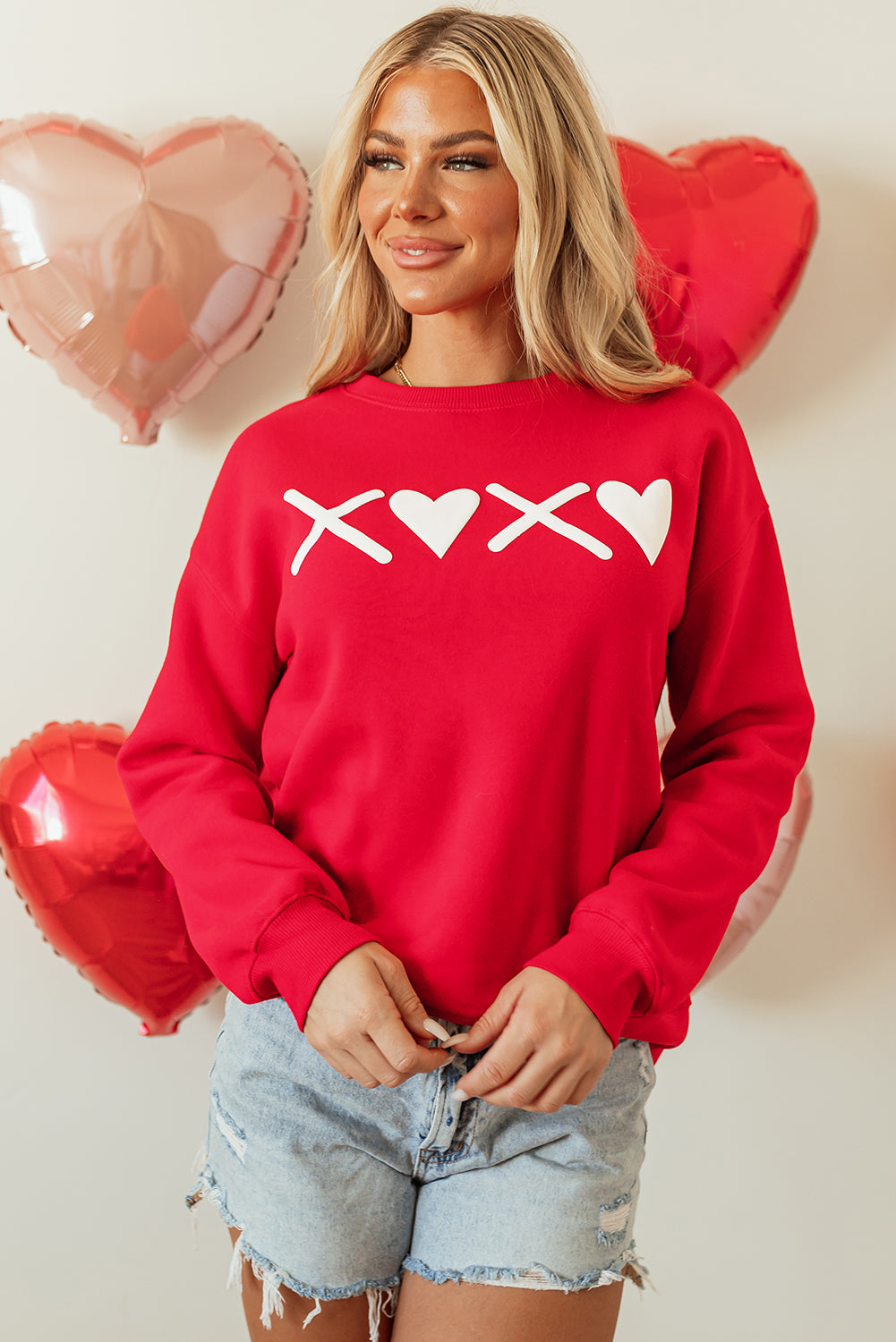 Threaded Pear Clementine Print Valentines Heart Sweatshirt