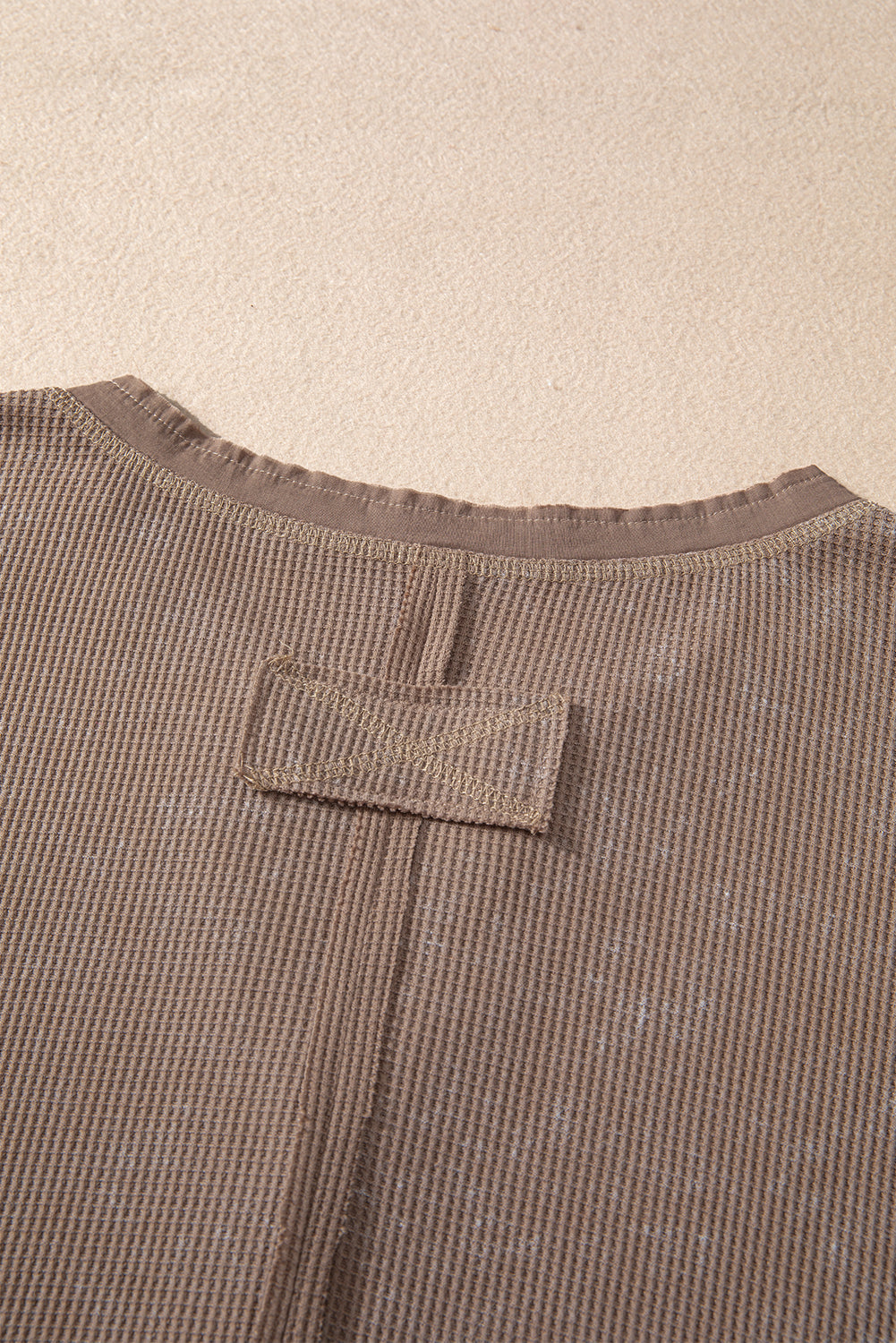 Threaded Pear Zahra Waffle Knit Neckline Long Sleeve Top