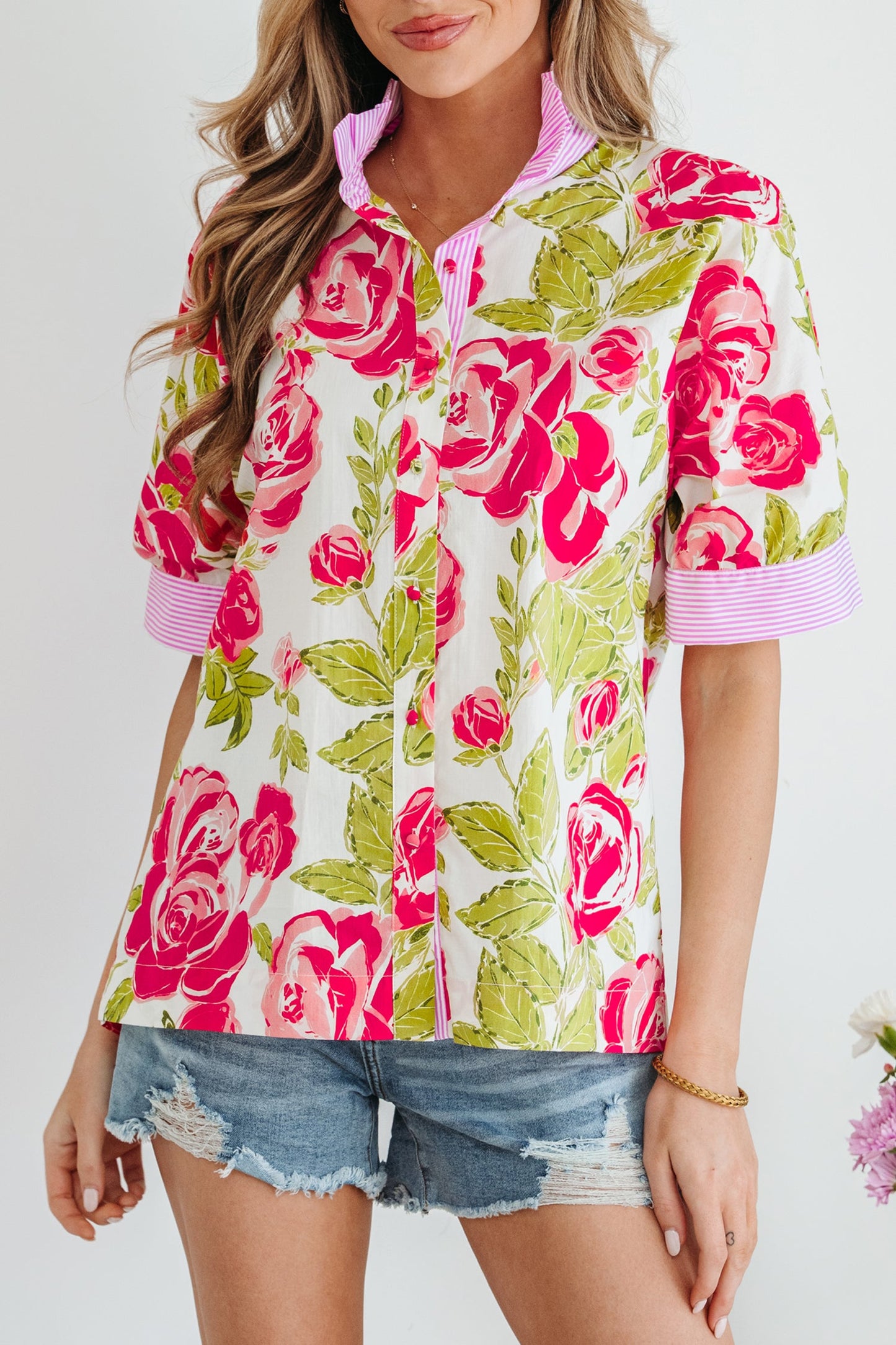 Threaded Pear Rebekah Collar Short Sleeve Shirt