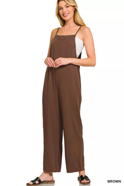 Zenana Rayon Woven Wide Leg Jumpsuit