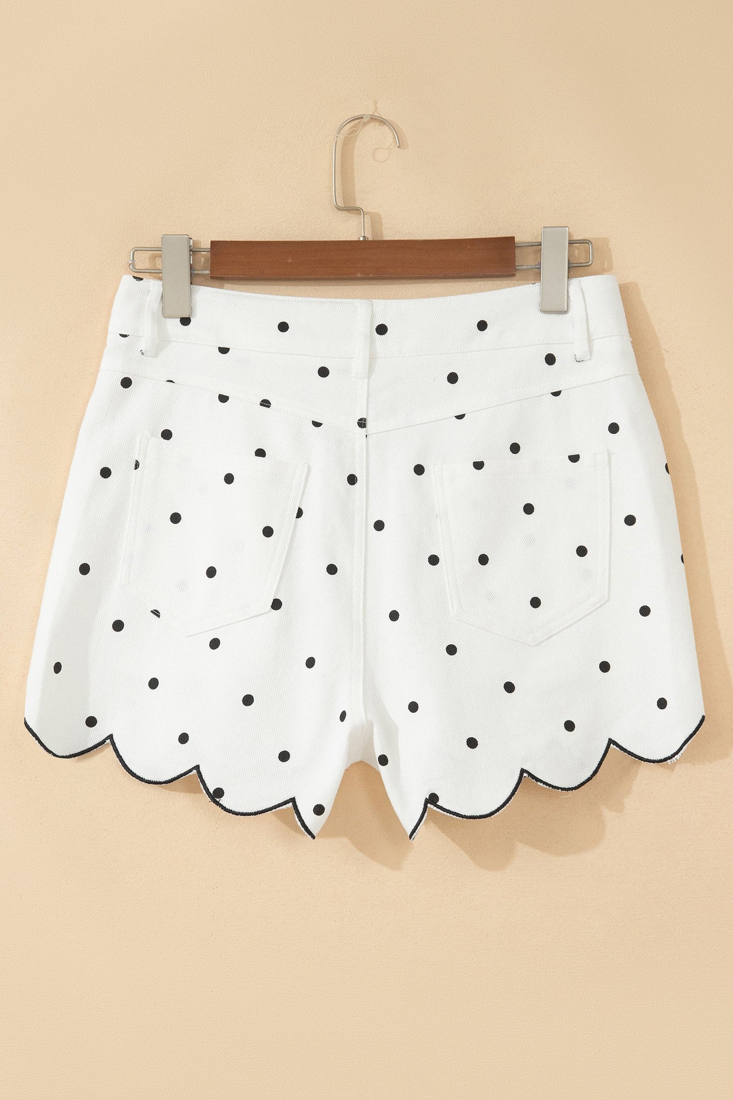 Threaded Pear Elise Embroidered Scallop Hem Shorts