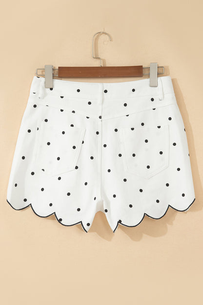 Threaded Pear Elise Embroidered Scallop Hem Shorts