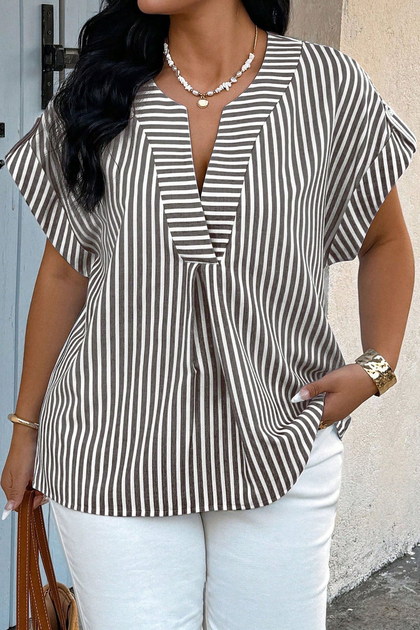 Threaded Pear Hope Short Dolman Sleeve PLUS Blouse