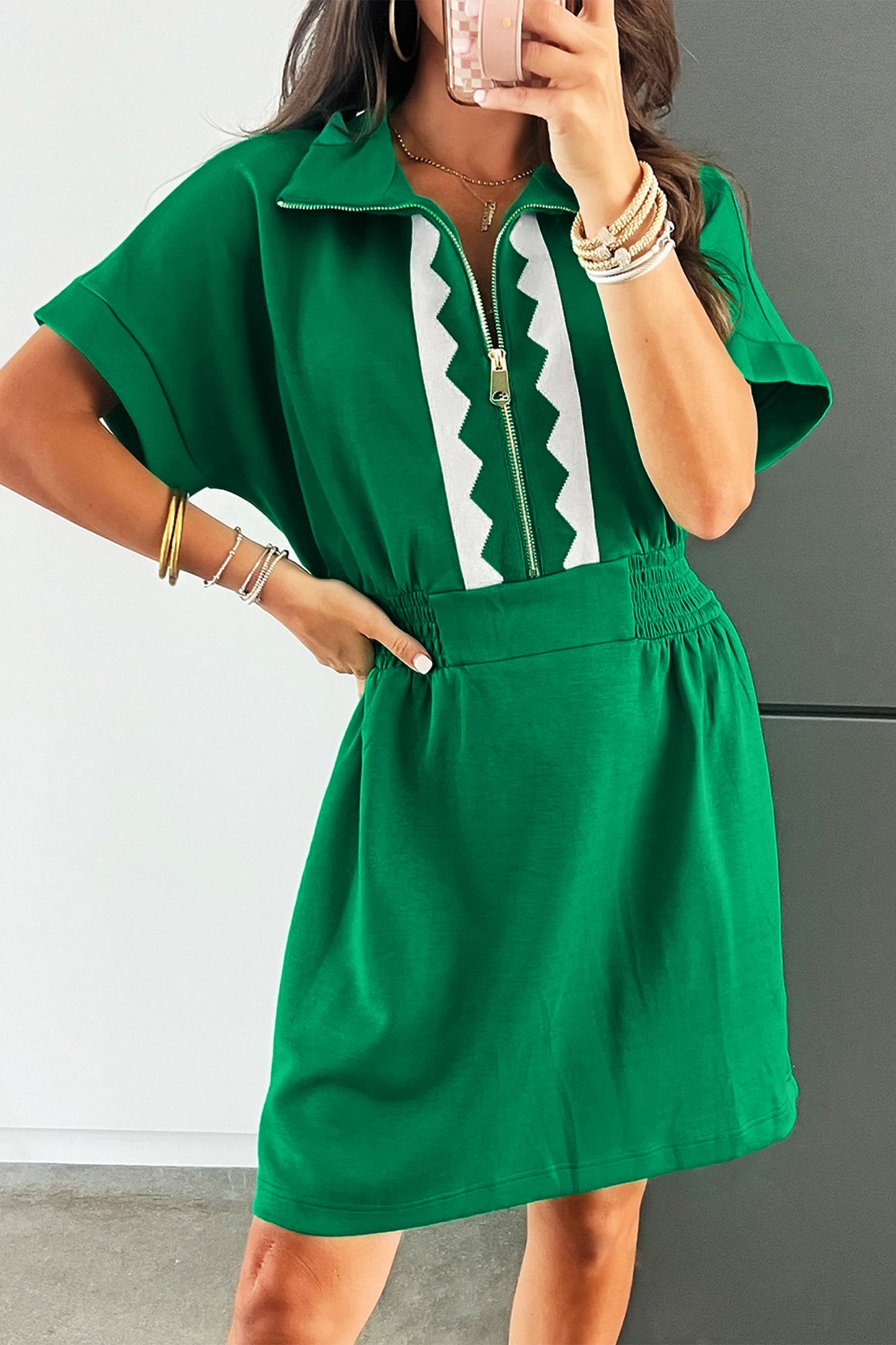 Threaded Pear Lakelynn Short Sleeve Mini Dress