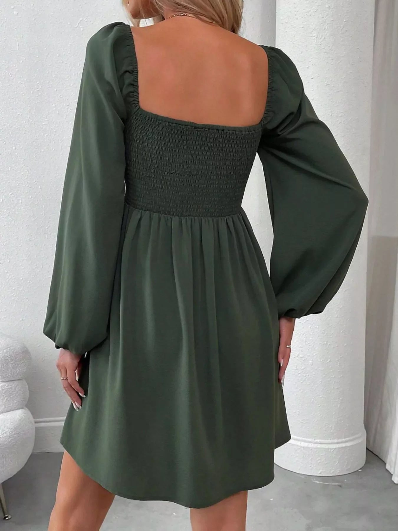 long sleeve square neck ruched dress Ruched Square Neck Long Sleeve A-Line Dress Zulily