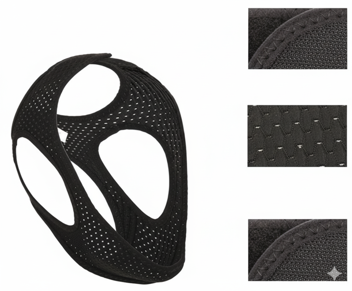 Prime Goods Anti Snoring Chin Strap Sleep Apnea Snore Stop Belt Snoreless Sleep Jaw Solution - Black