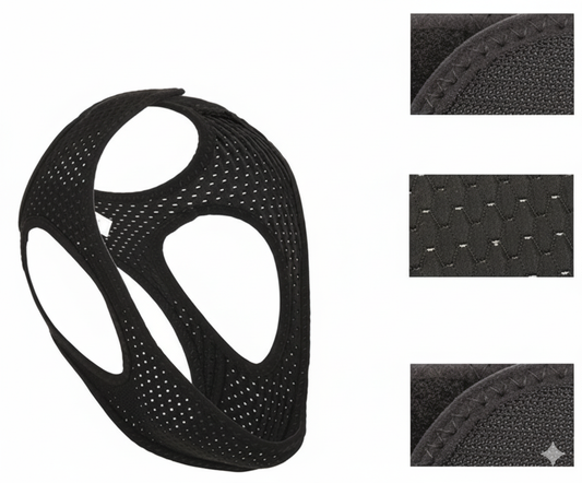 Prime Goods Anti Snoring Chin Strap Sleep Apnea Snore Stop Belt Snoreless Sleep Jaw Solution - Black