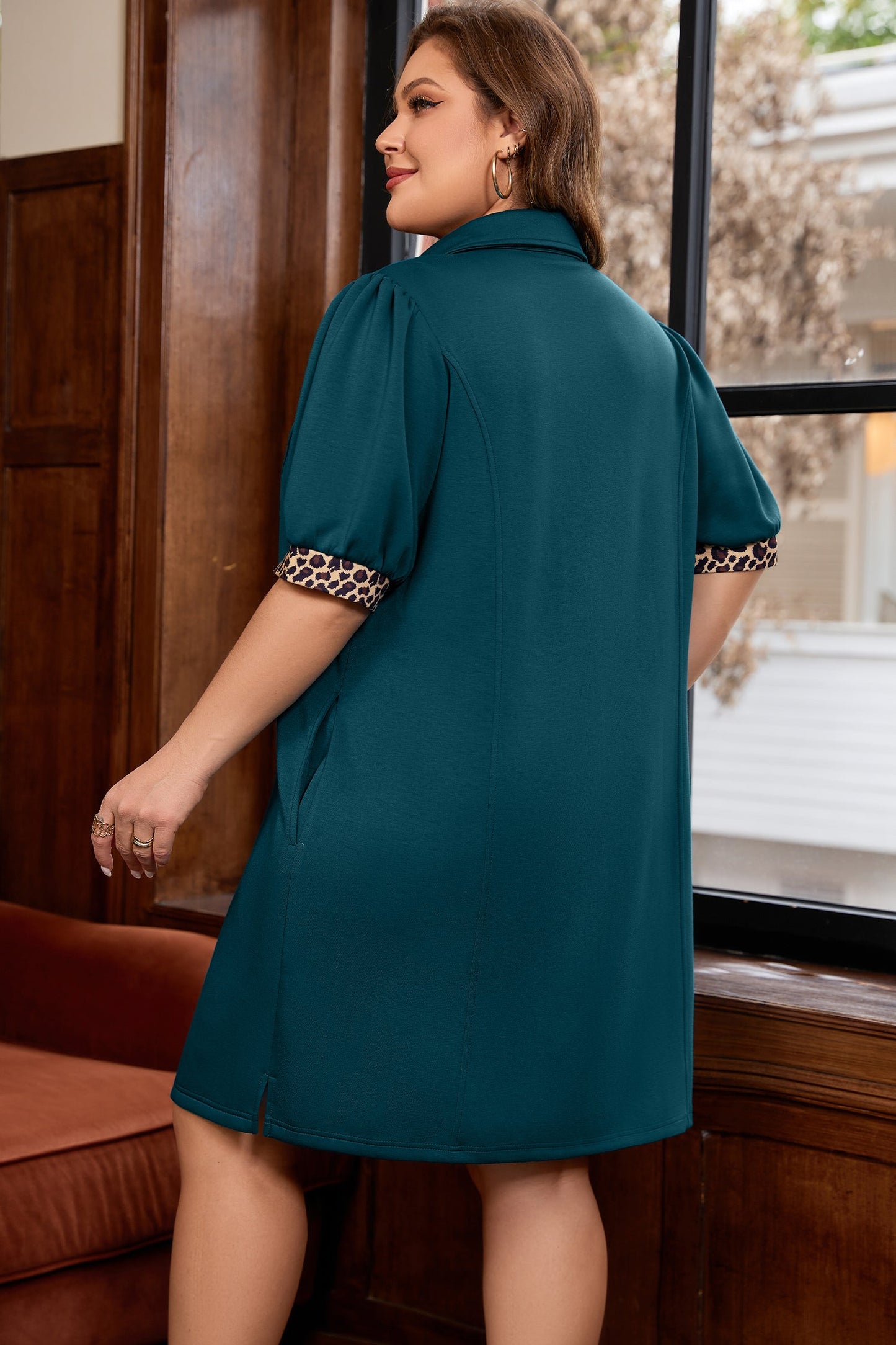 Threaded Pear Keily Zip Collared Mini PLUS Dress