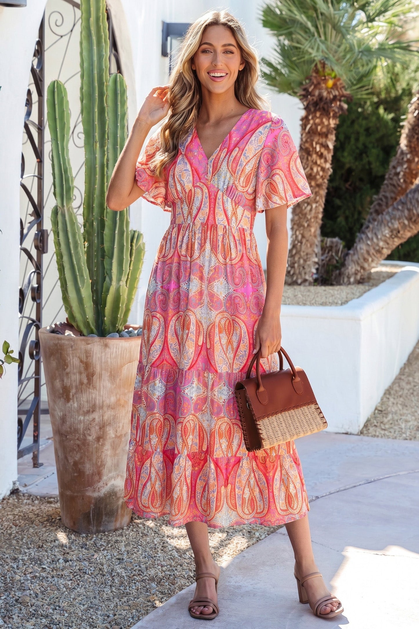 Threaded Pear Luz Sleeve Boho Maxi Dress
