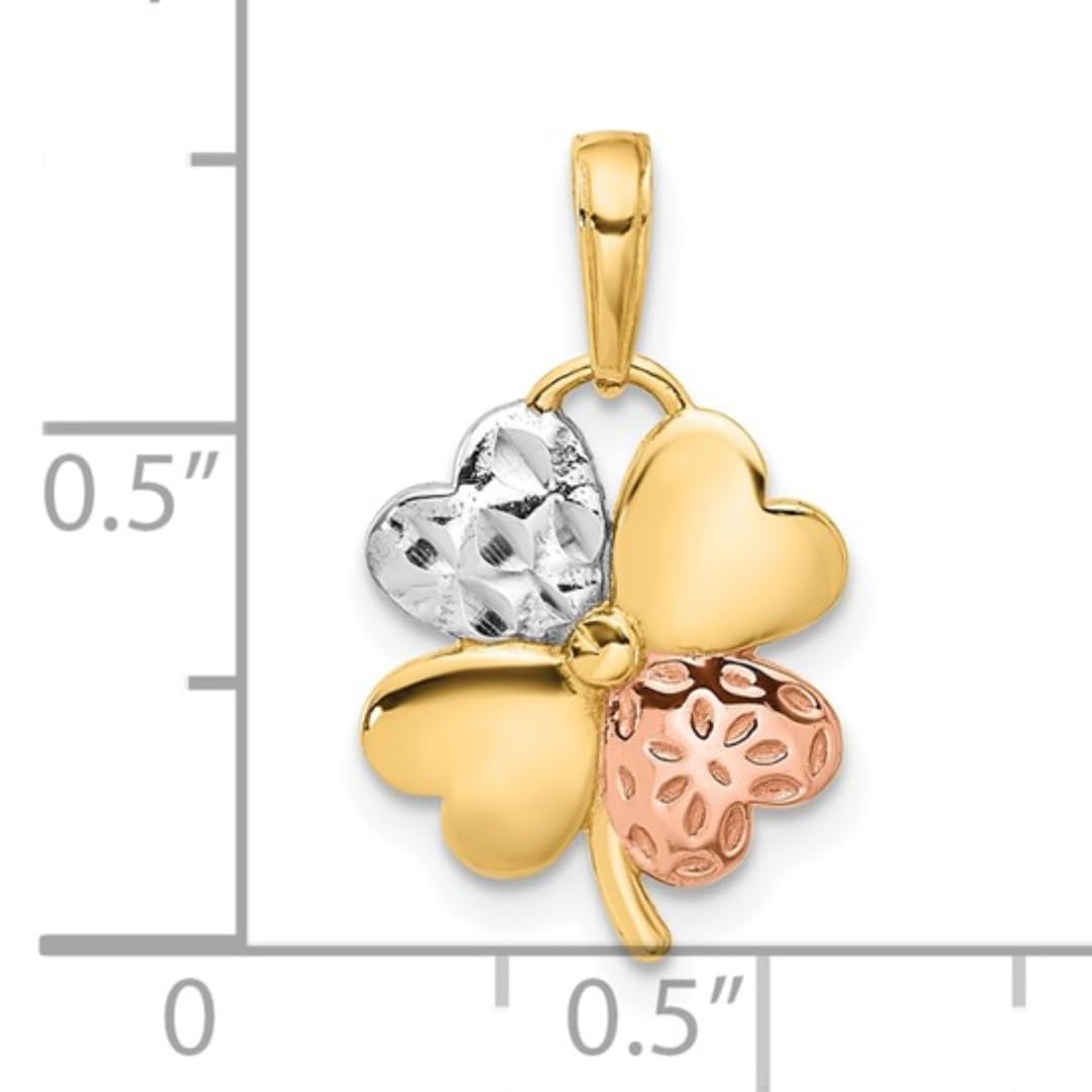 14K Rose Gold Four Leaf Clover Charm Pendant