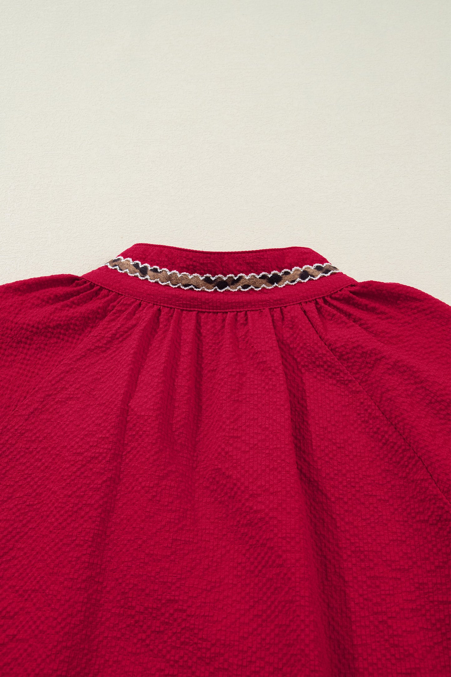 Threaded Pear Eve Jacquard Print Textured Blouse