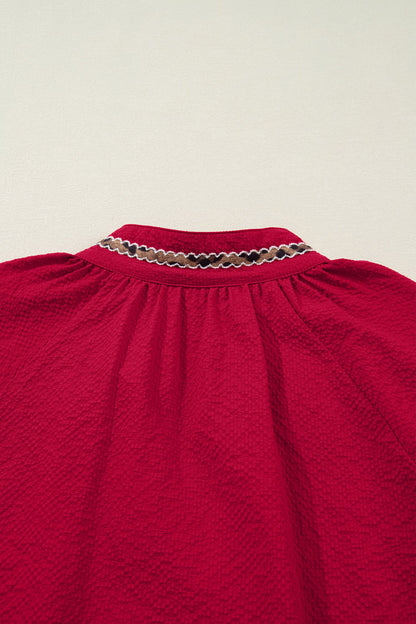 Threaded Pear Eve Jacquard Print Textured Blouse