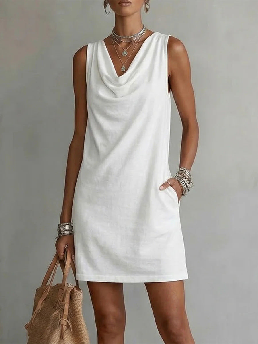 v neck sleeveless dress casual Xdegoge Linen Dresses for Women Sleeveless V Neck Maxi Dress with Pockets Loose Fit A Line Dress Casual Vacation Beach Dress Summer Resort Daily Wear Travel Black L