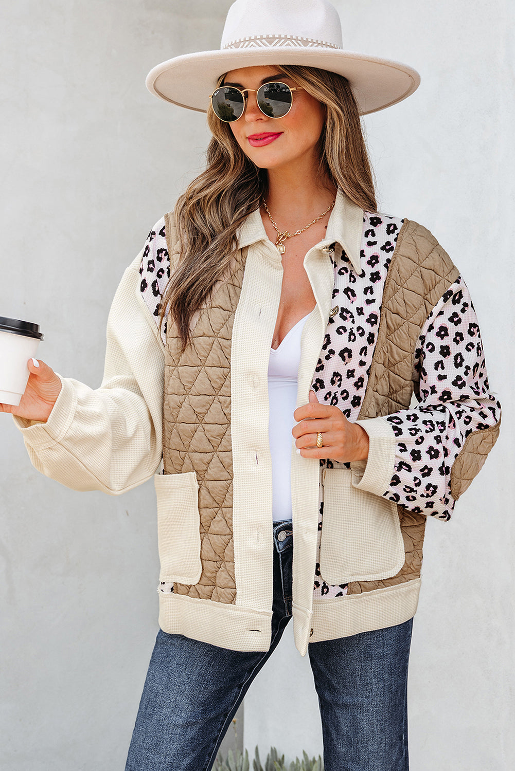 Threaded Pear Novaza Quilted Patchwork Front Jacket