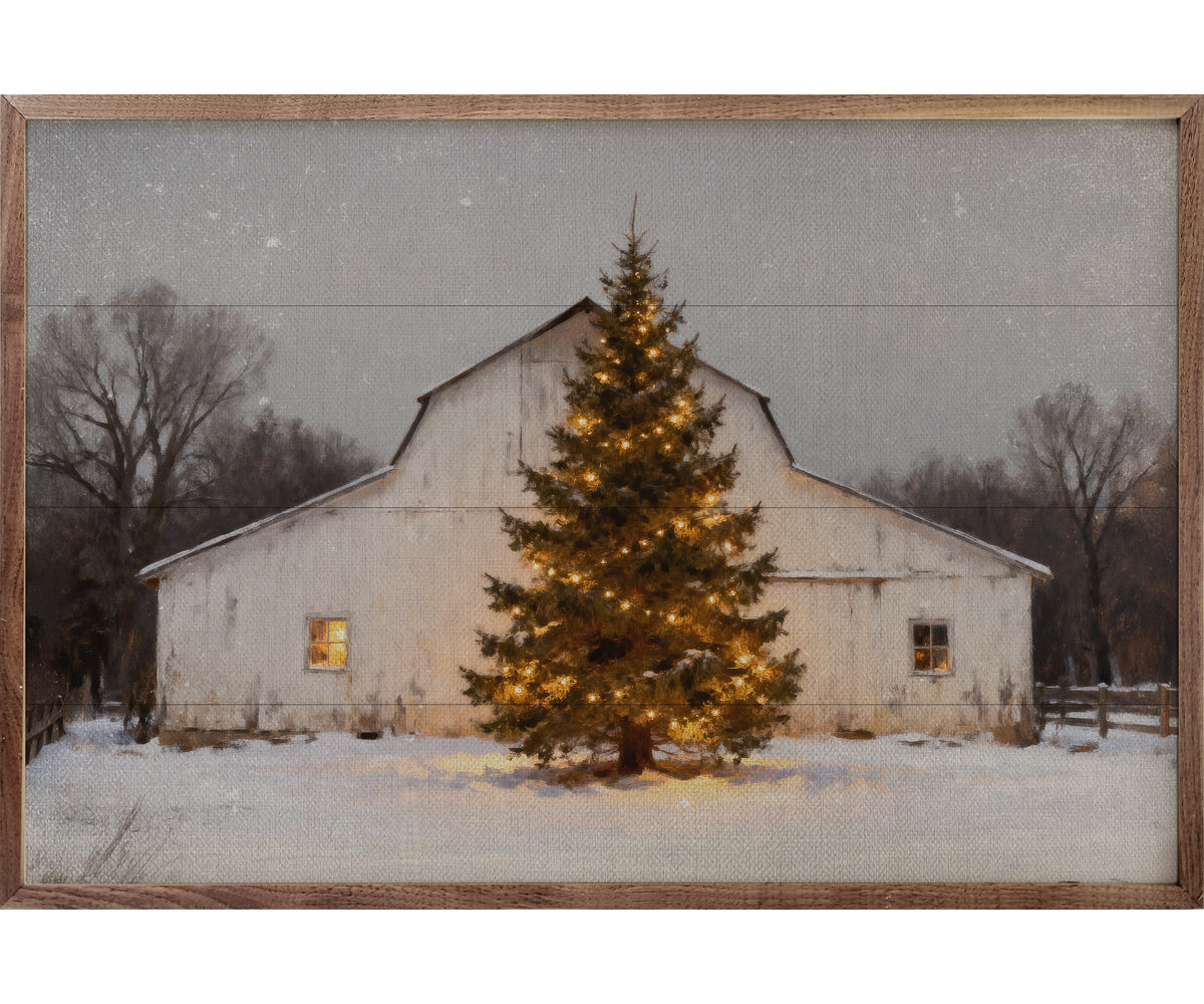 Kendrick Home White Barn And Holiday Tree