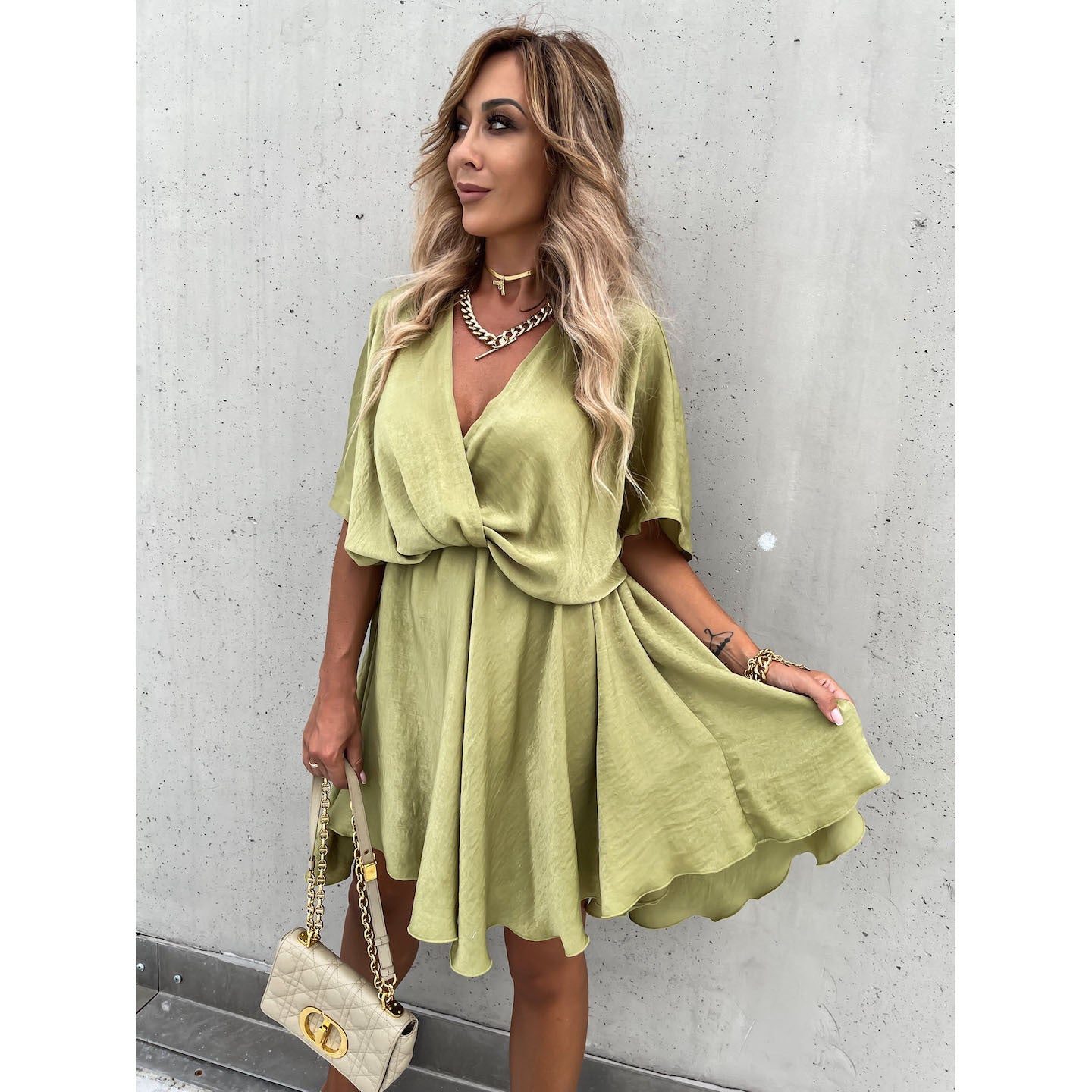 Satin Loose Midi Dress – Relaxed Fit Casual Vacation Dress