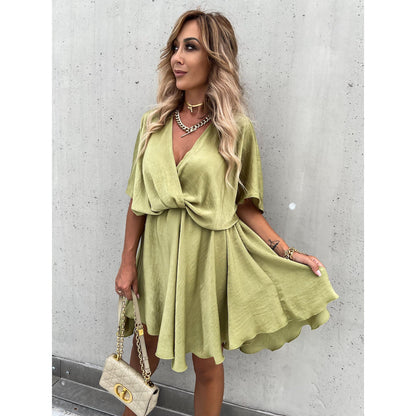 Satin Loose Midi Dress – Relaxed Fit Casual Vacation Dress