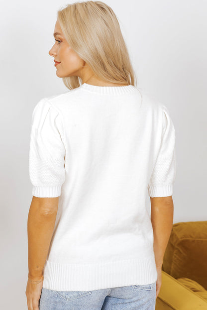 Threaded Pear Nova Knit Short Sleeve Sweater