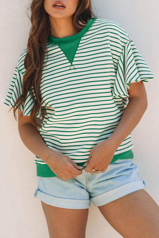 Threaded Pear Sol Ruffle Short Sleeve Top