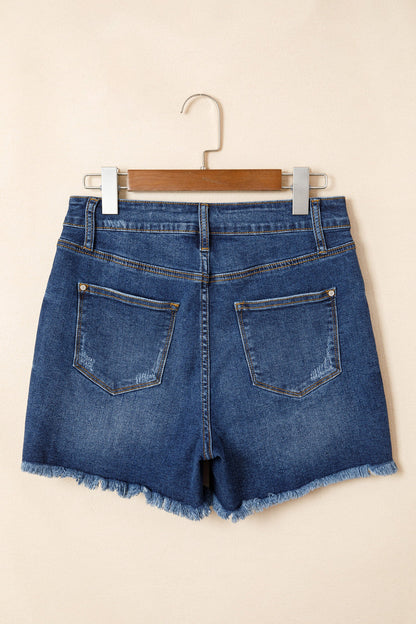 Threaded Pear Holland Hem Distressed Whiskery Shorts