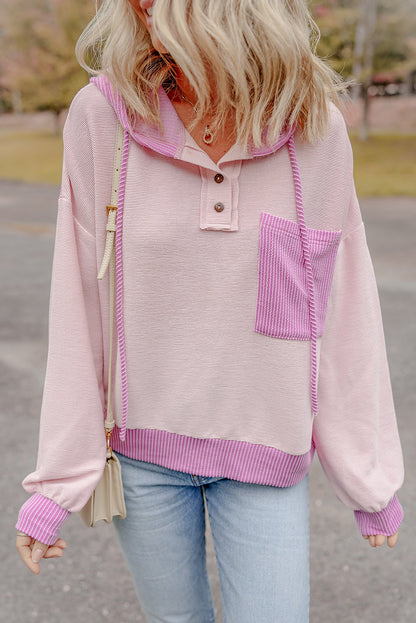Threaded Pear Johanna Patch Drawstring Hooded Top