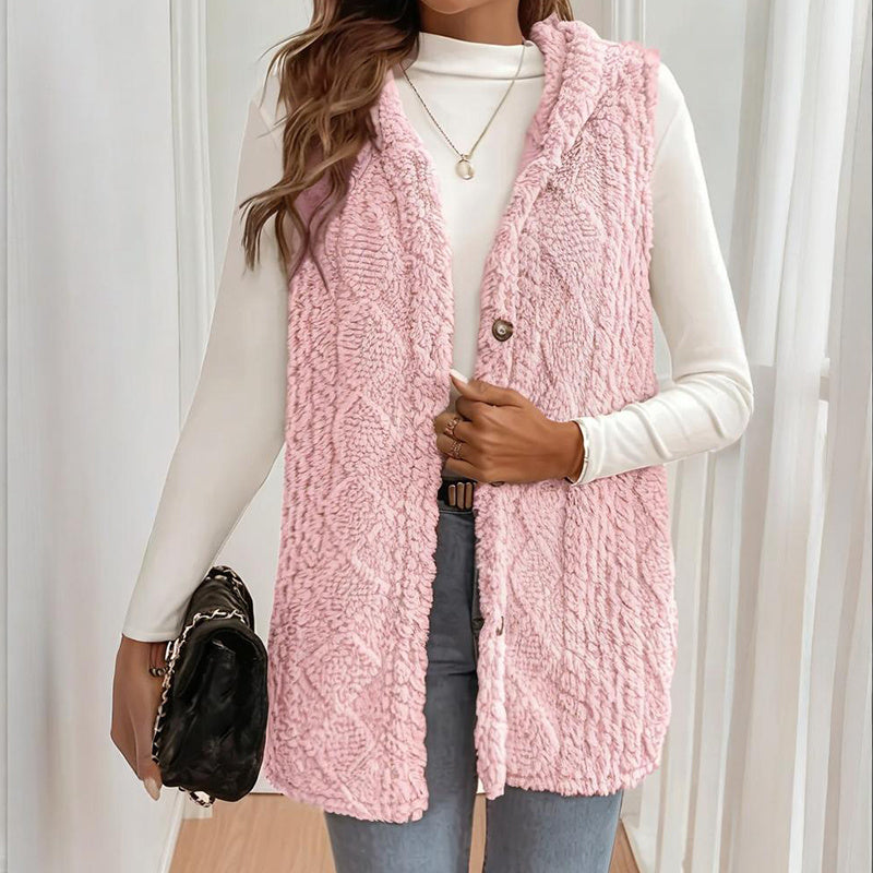 Women's Textured Sleeveless Hooded Vest