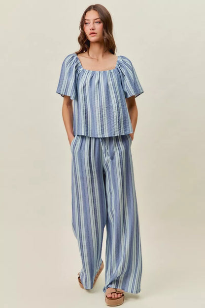 SO ME Stripe Wide Leg Pull On Pants