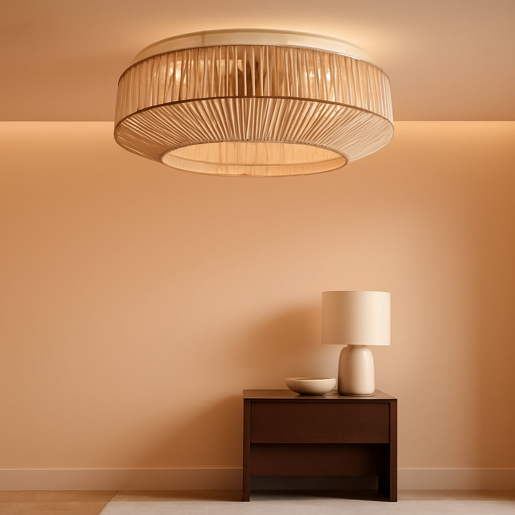 20" Boho Caged Ceiling Fan with Lights Flush Mount, Low Profile Rattan Ceiling Fans with Lights and Remote Control, Enclosed 6 Speeds for Bedroom, Living Room, Kitchen