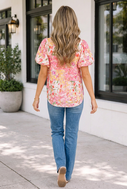 Threaded Pear Katherine Sleeve Floral Blouse