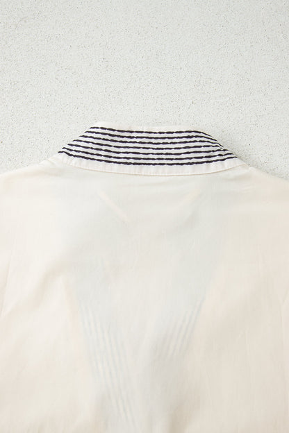 Threaded Pear Micah Sleeve Contrast Patchwork Blouse