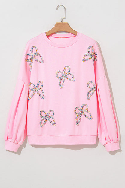 Threaded Pear Laila Bow Lantern Sleeve Oversized Sweatshirt