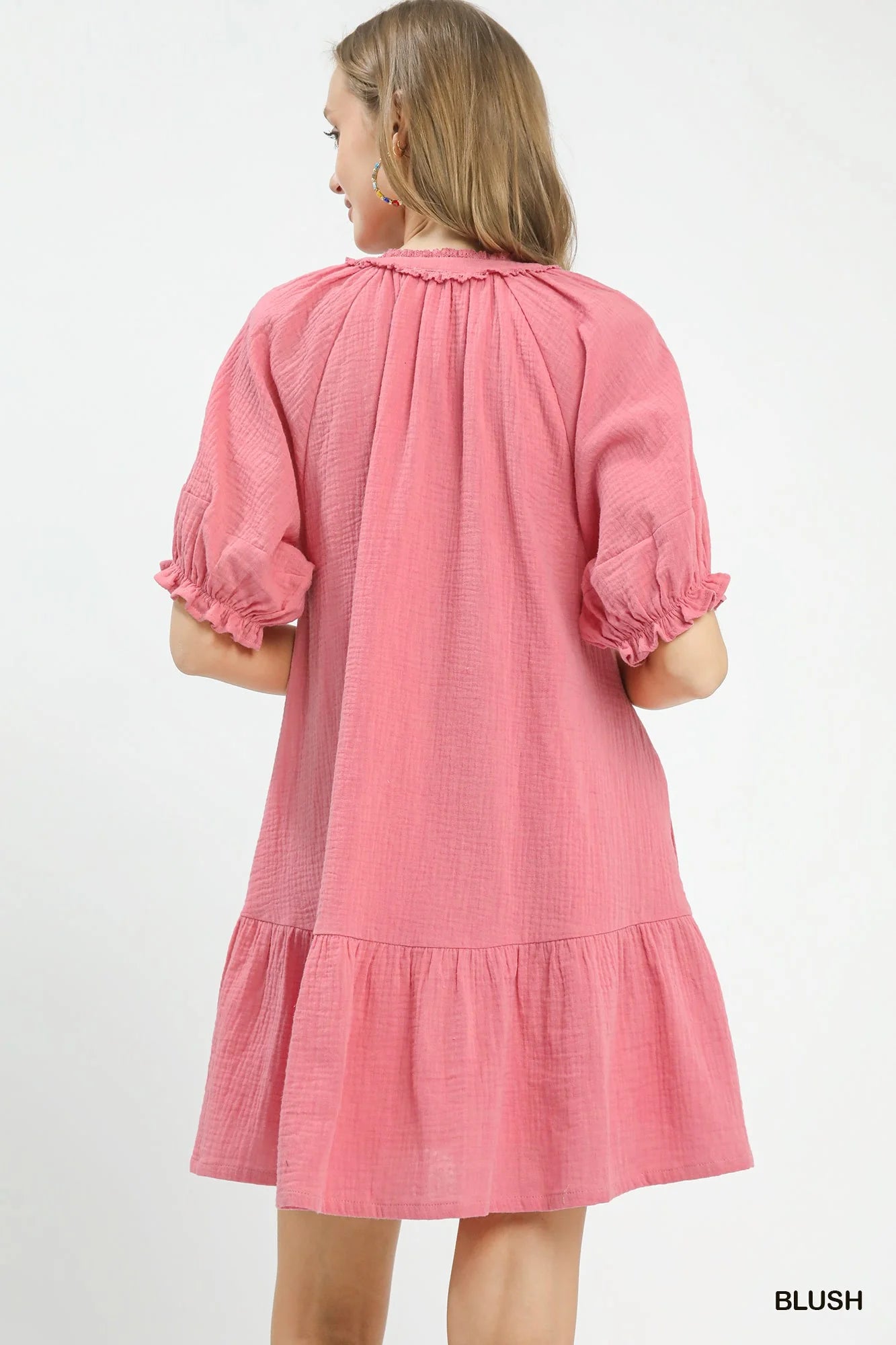 Umgee Cotton Gauze Mini Dress BLUSH / M