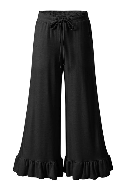 Threaded Pear Freya Ruffled Wide Leg Pants with Pockets