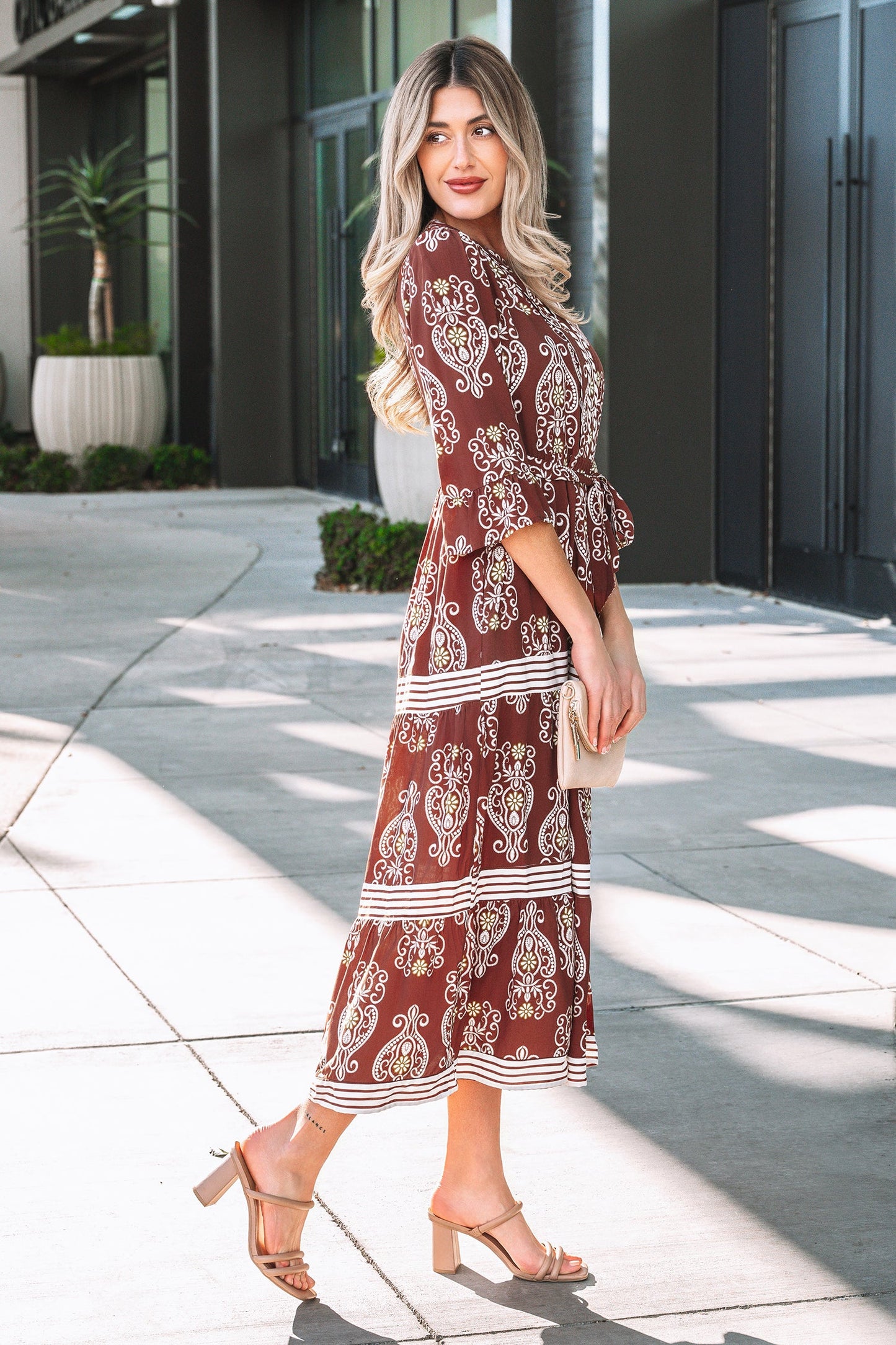 Threaded Pear Katie Trim Tiered Maxi Dress