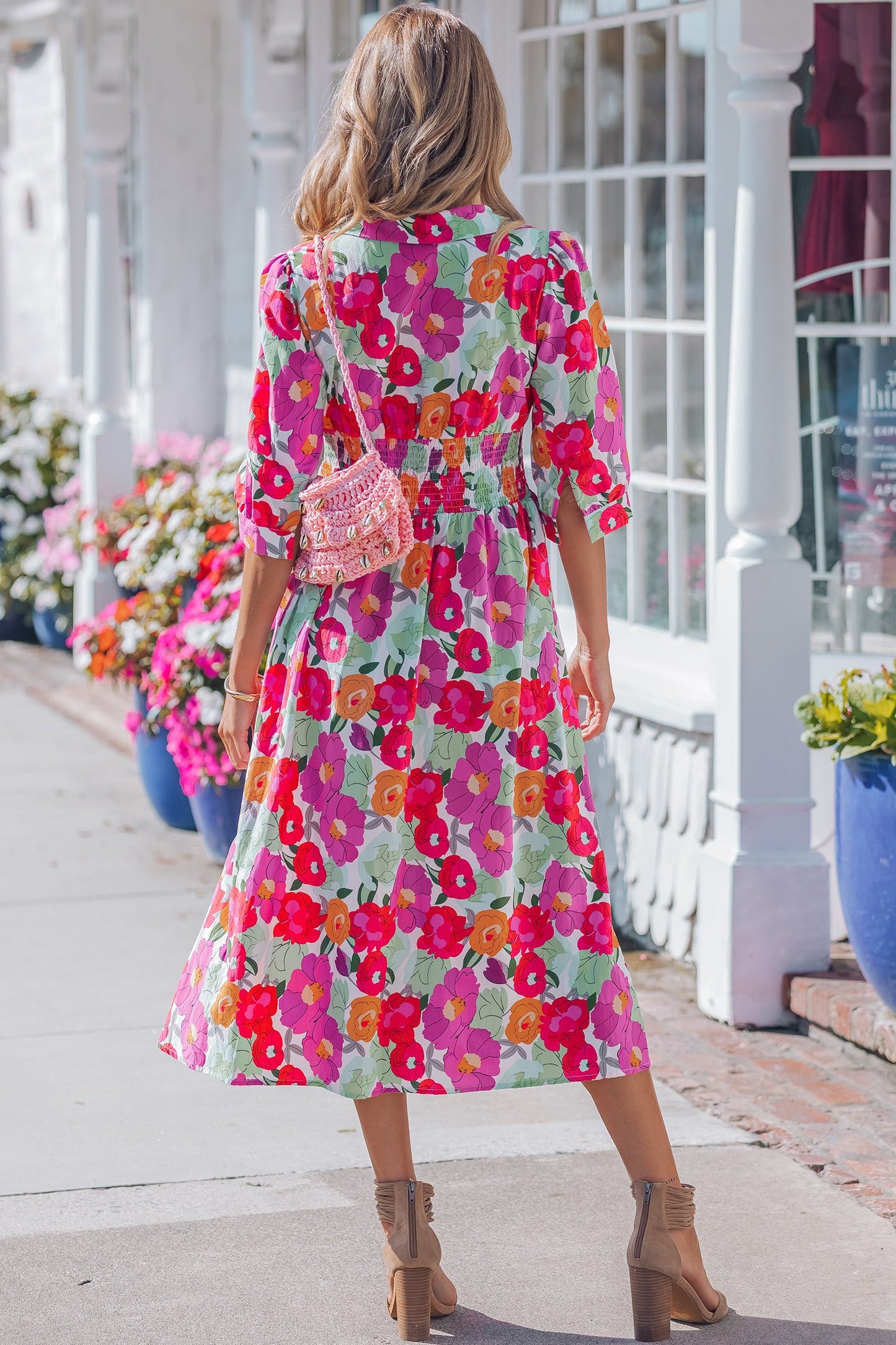 Threaded Pear Lisa Puffy Half Sleeve Dress
