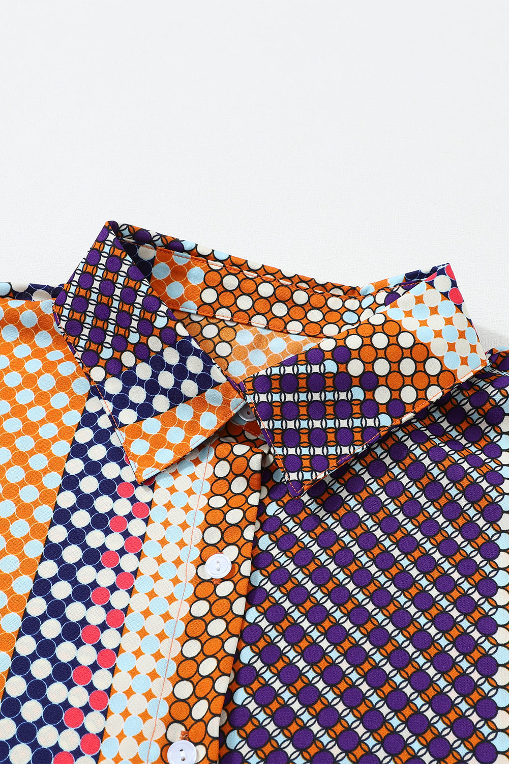 Threaded Pear Brown Dot Print Long Sleeve Button Down Shift PLUS Shirt