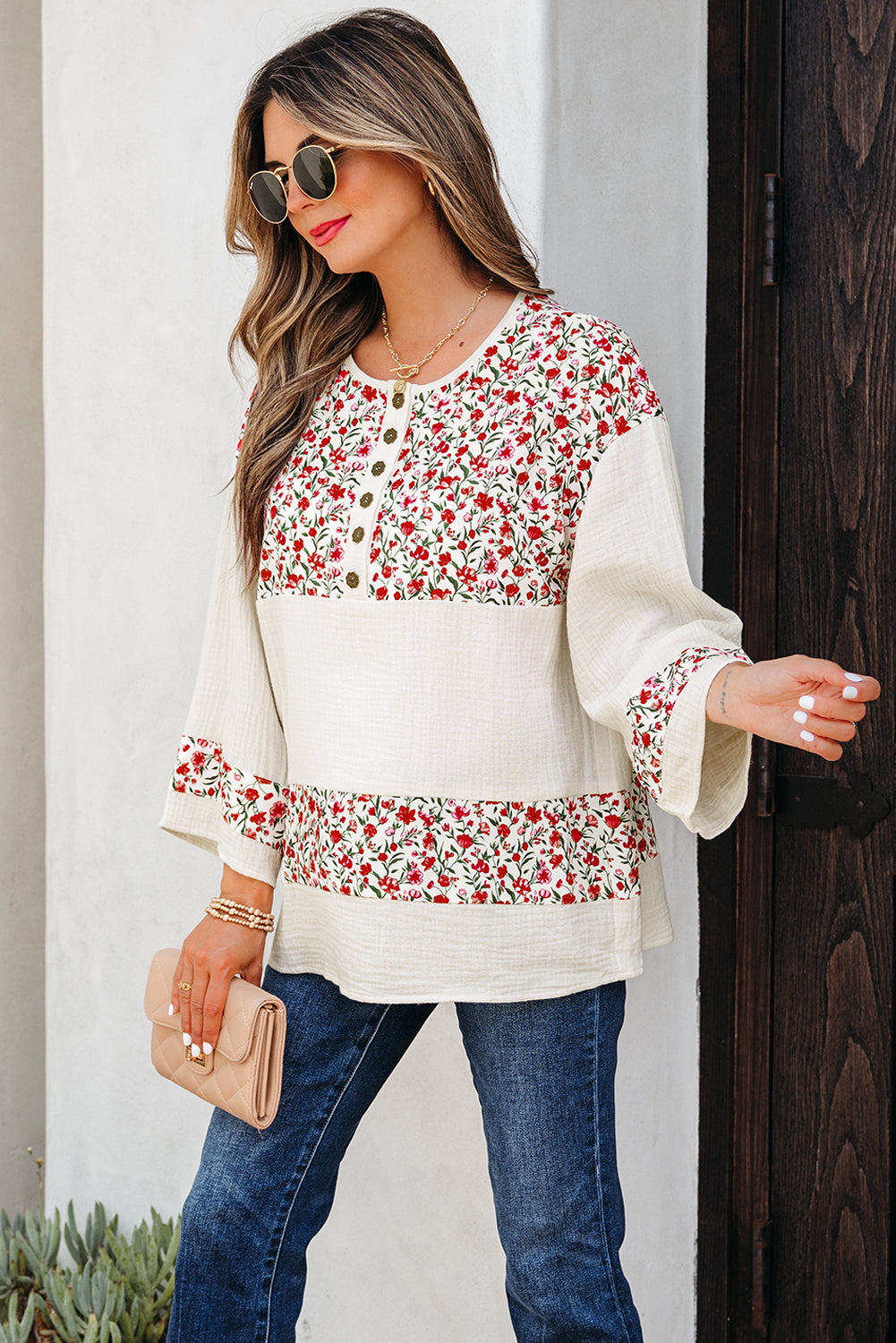Threaded Pear Penny 3 4 Sleeve Blouse