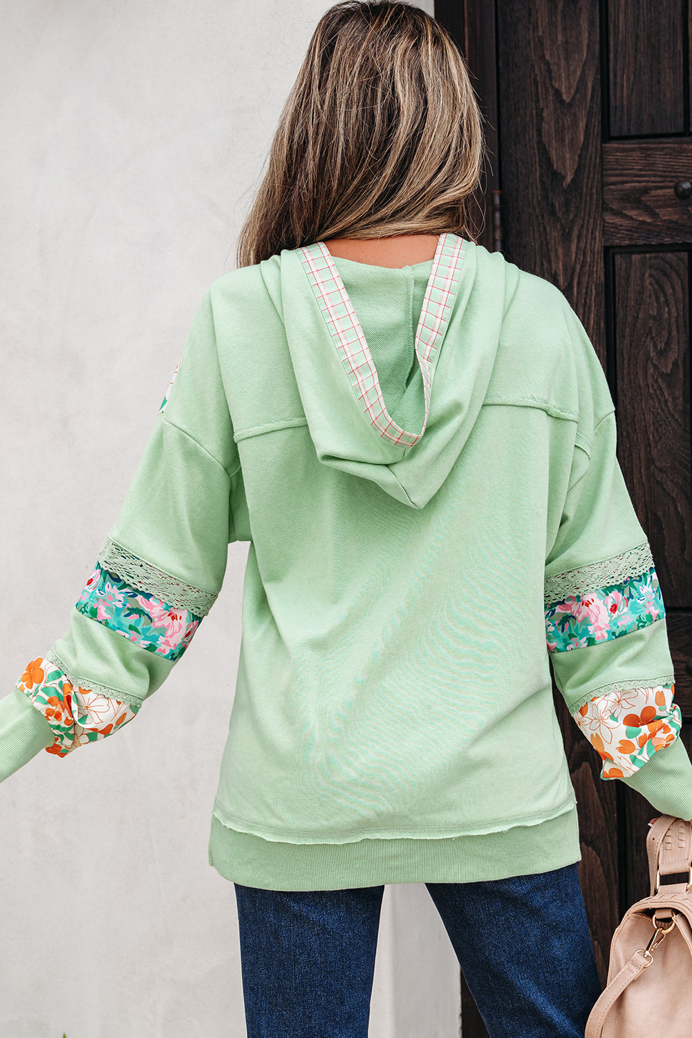 Threaded Pear Emberly Patchwork Half Hooded Pullover