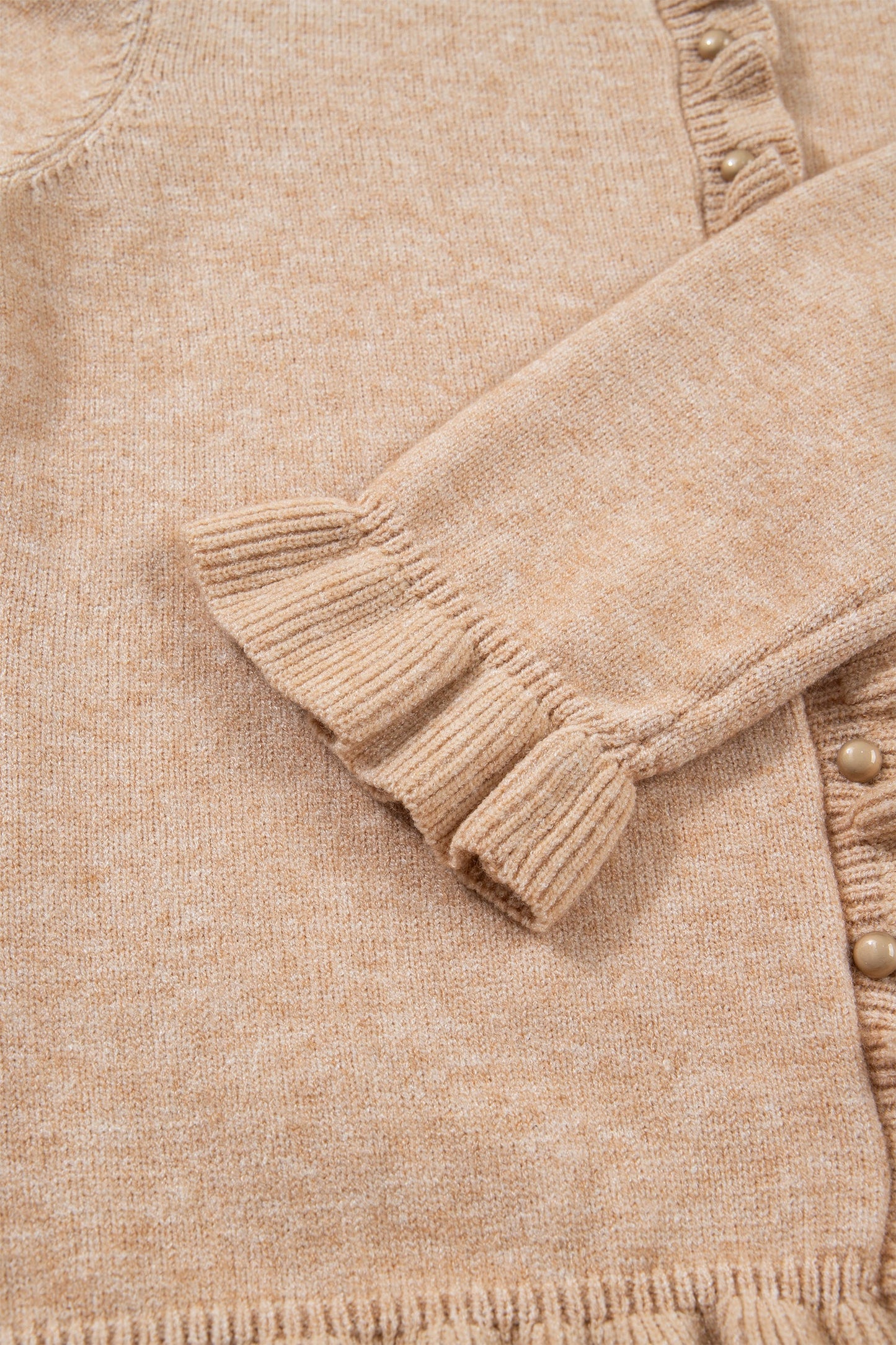 Threaded Pear Yamileth Oatmeal Ruffle Trim Sweater