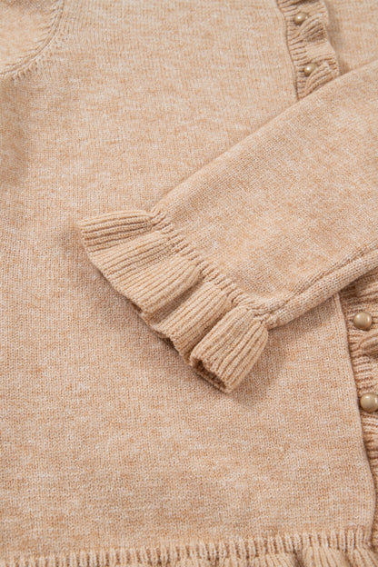 Threaded Pear Yamileth Oatmeal Ruffle Trim Sweater
