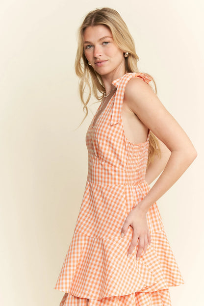 Jade By Jane Sleeveless Gingham Print Tiered Midi Dress