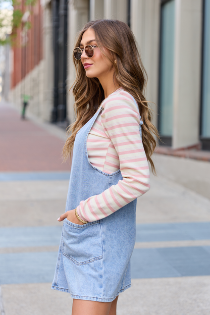 Hazel Light Wash Denim Mini Dress