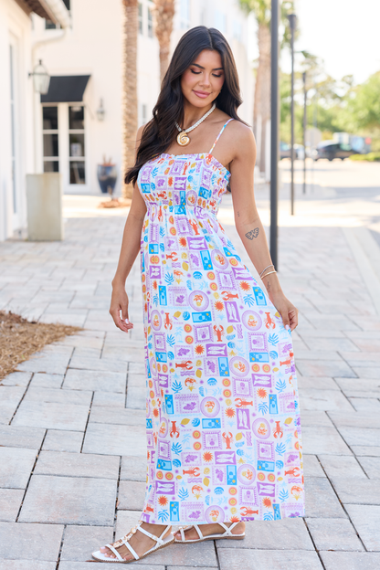 Aria Purple Sealife Maxi Dress