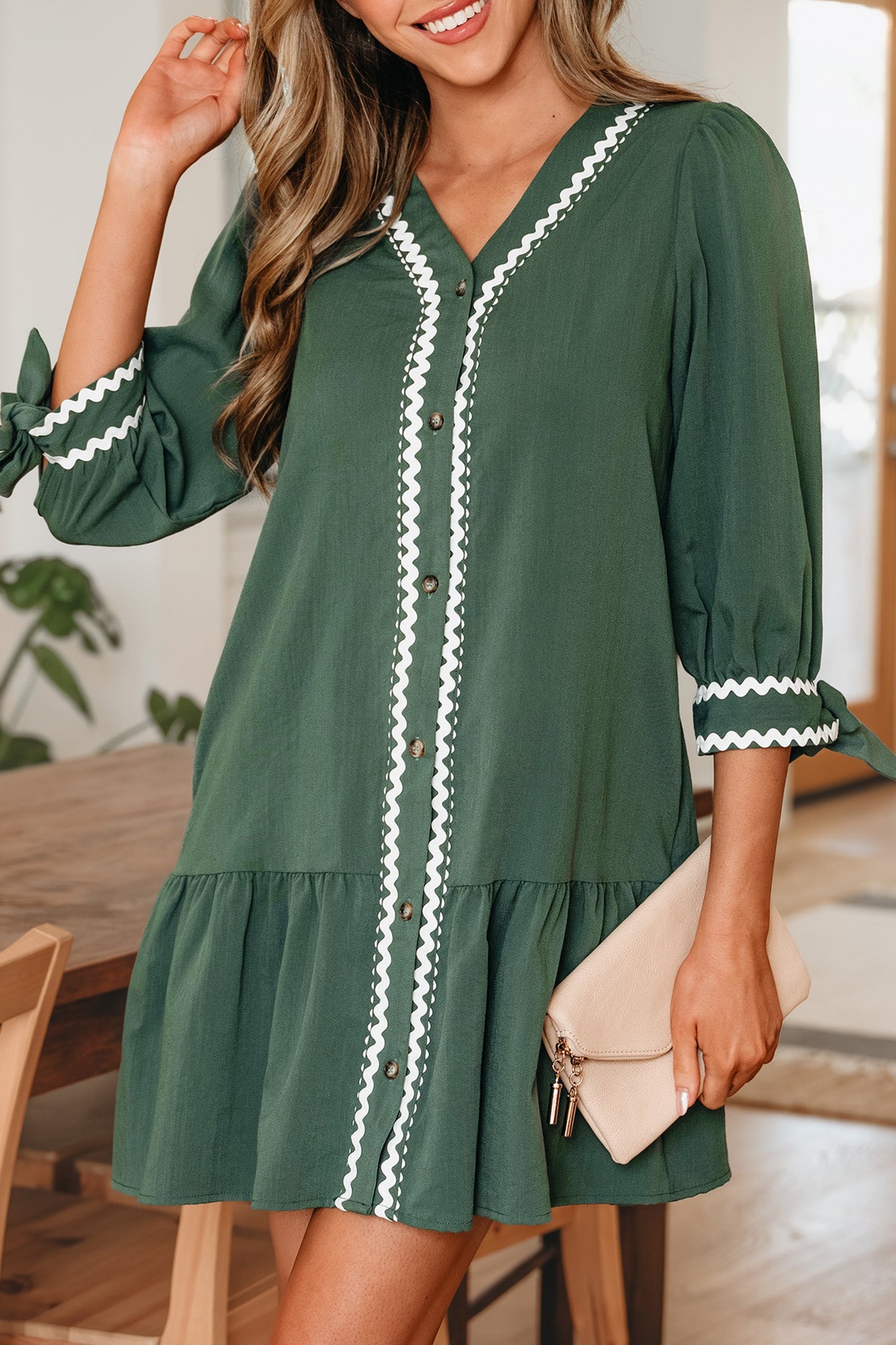 Threaded Pear Xyla Bracelet Sleeve Shift Dress
