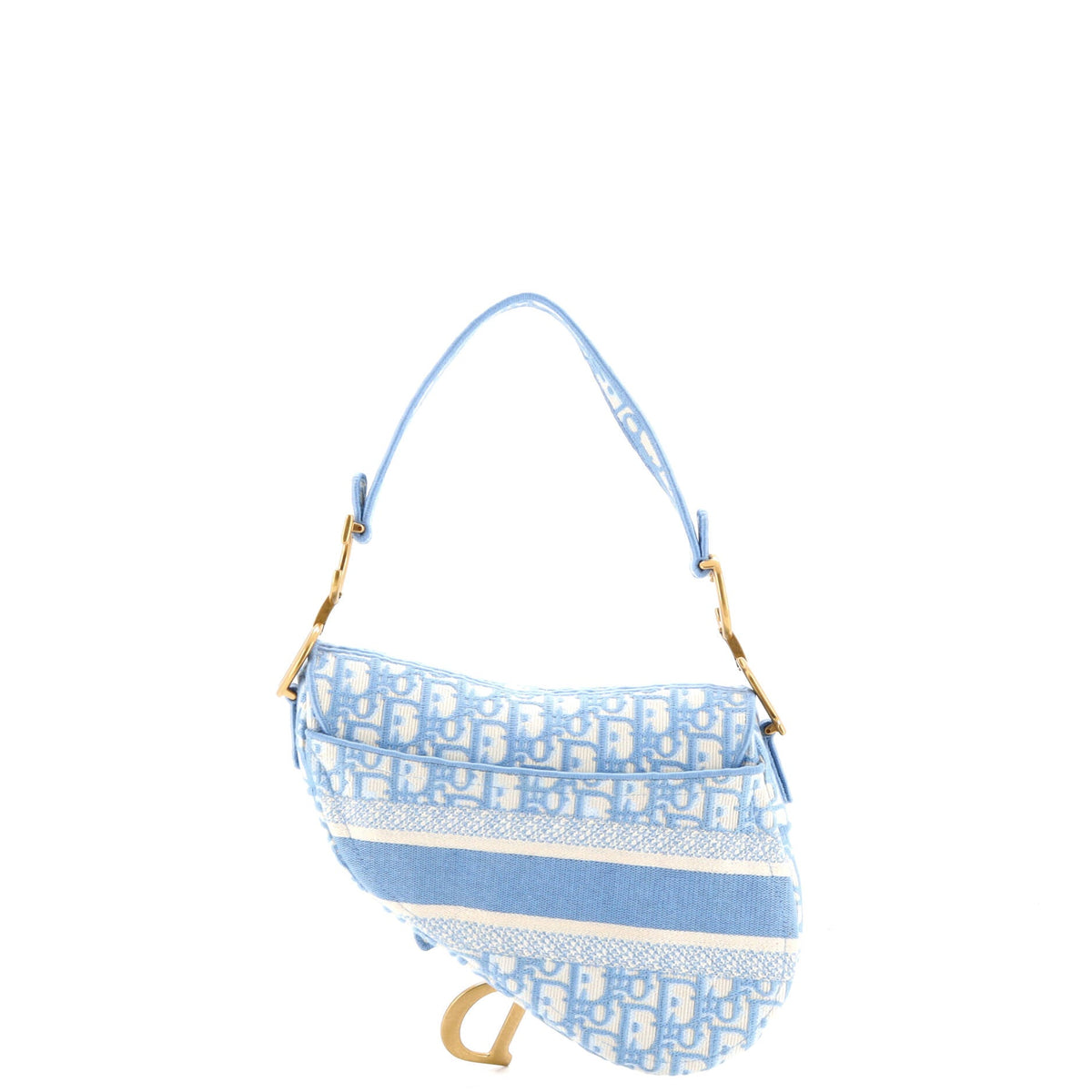 Saddle Handbag Logo Embroidered Oblique Canvas Medium