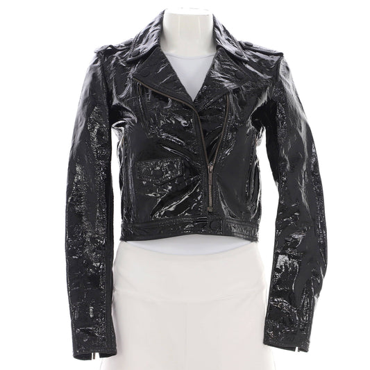 Women's Biker Jacket Crinkled Patent