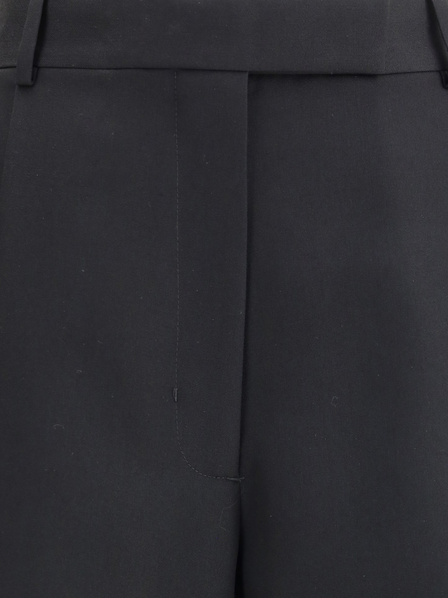 Tailored Pants Double Pleats Black Wool