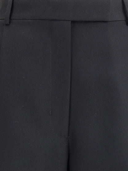 Tailored Pants Double Pleats Black Wool