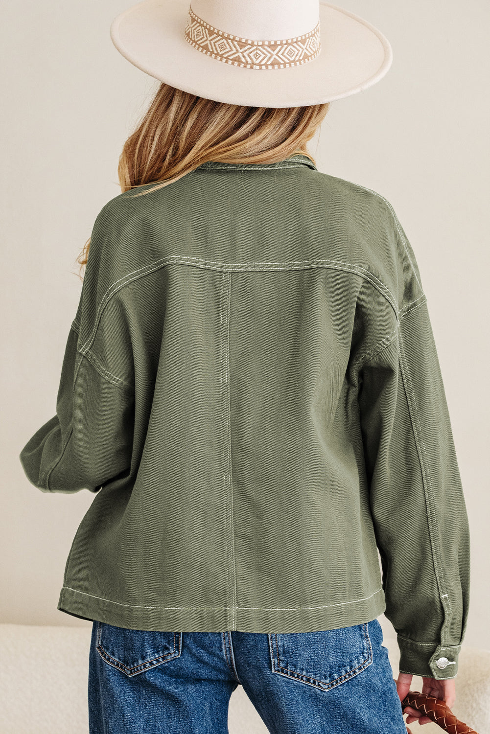 Threaded Pear Isabella Collared Front Boyfriend Jacket